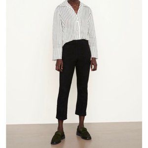 Vince $1295 Stretch Genuine Suede Cropped Flare Legging Pants NWT Black L XL